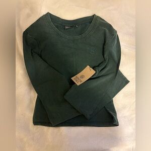 Ninth Hall Women’s Forest Green Long-Sleeve Crop Top